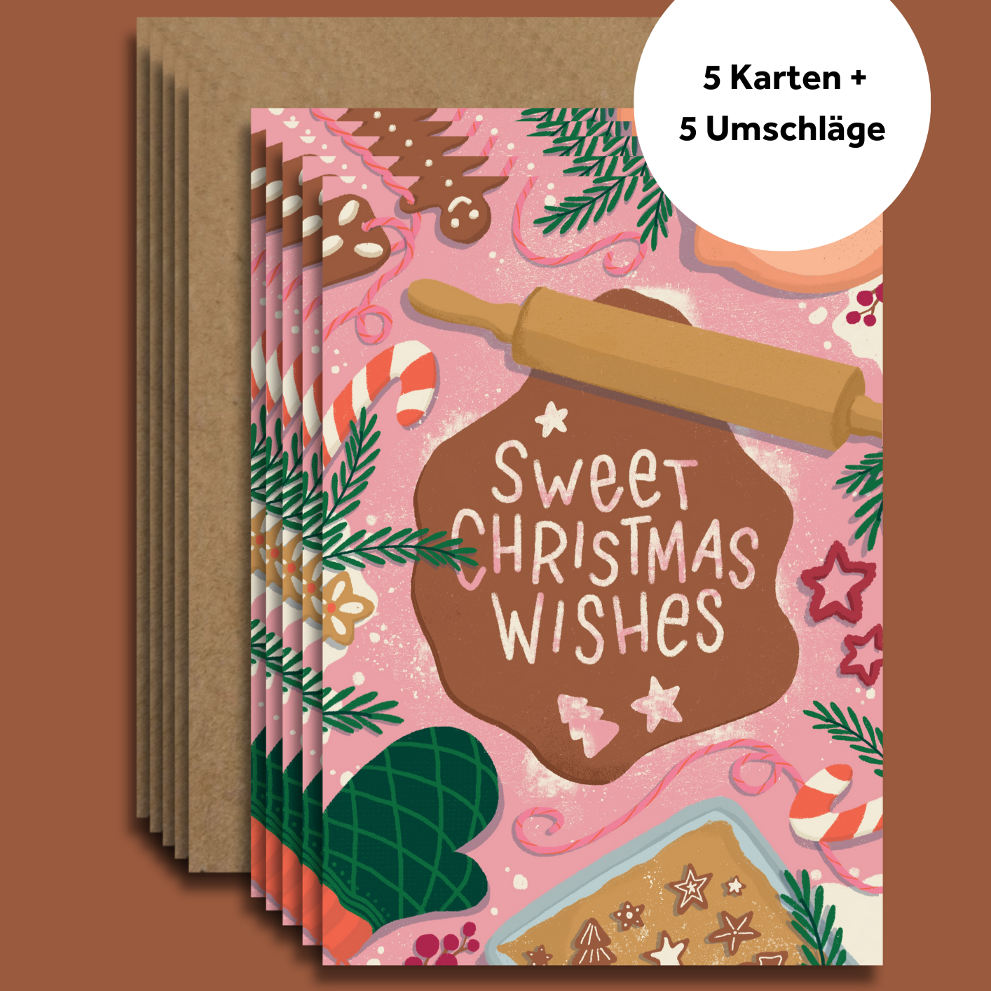 "Sweet Christmas Wishes" - Klappkarte A6 inkl. Umschlag