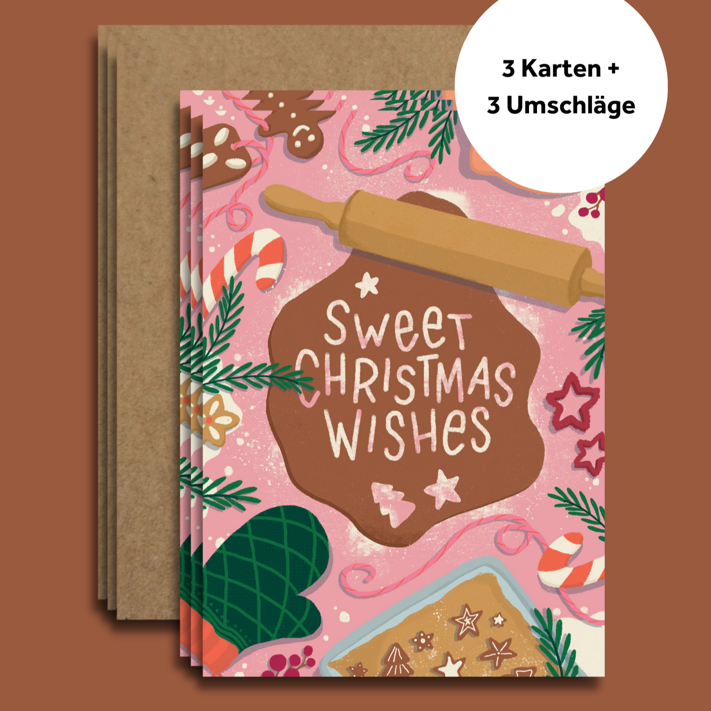 "Sweet Christmas Wishes" - Klappkarte A6 inkl. Umschlag