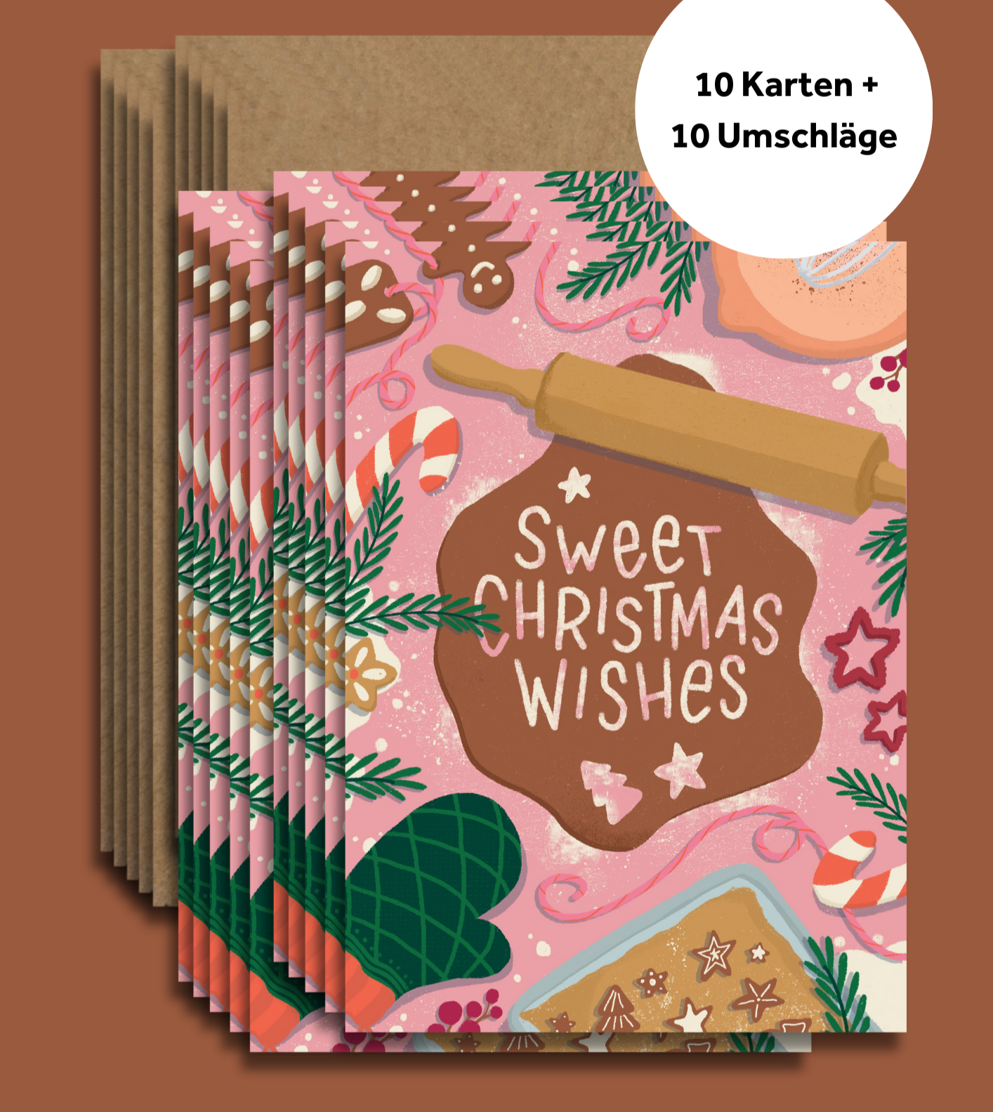 "Sweet Christmas Wishes" - Klappkarte A6 inkl. Umschlag