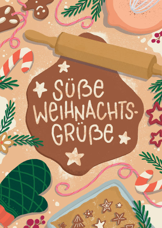 "Süße Weihnachtsgrüße" - Klappkarte A6 inkl. Umschlag