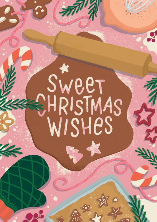 "Sweet Christmas Wishes" - Klappkarte A6 inkl. Umschlag