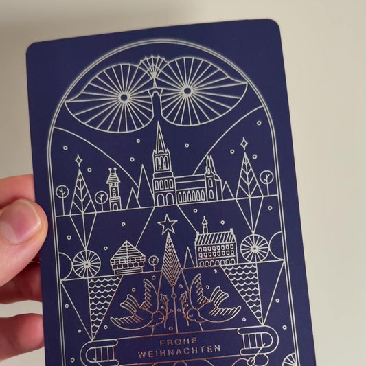 "Ulm" Weihnachtskarte | Postkarte mit Silberglanzlack